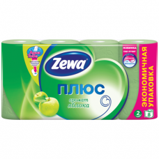 Бумага туалетная ZEWA Plus, спайка 8шт.х23м, аромат яблока (упаковка 12шт)