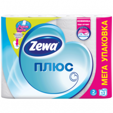 Бумага туалетная ZEWA Plus, спайка 12шт.х23м, белая (упаковка 7шт)