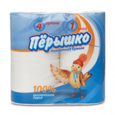 Бумага туалетная "Перышко", спайка 4шт.х22м, белая (упаковка 16шт)