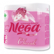 Бумага туалетная NEGA Classic, спайка 4шт.х19м, белая (упаковка 12шт)