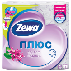Бумага туалетная ZEWA Plus, спайка 4шт.х23м, аромат сирени (упаковка 24шт)