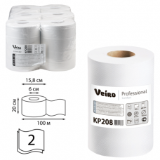 Полотенца бумажные с центральной вытяжкой VEIRO (C1/C2), КОМПЛЕКТ 6шт, Comfort, 100м, белые