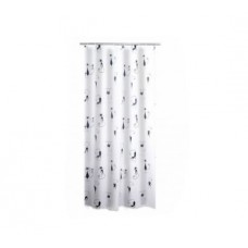 Штора для ванной комнаты текстильная, 180х200 см, цвет белый/черный