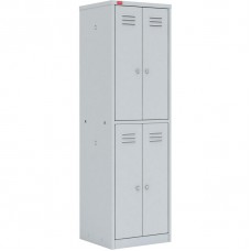 Металлический шкаф для одежды, двухсекционный c 4-мя отделениями 1860х600х500 мм