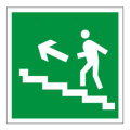 Знак эвакуационный "Направление к эвакуационному выходу по лестнице НАЛЕВО вверх", 200x200мм