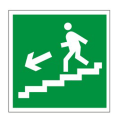 Знак эвакуационный "Направление к эвакуационному выходу по лестнице НАЛЕВО вниз", 200x200мм