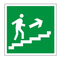 Знак эвакуационный "Направление к эвакуационному выходу по лестнице НАПРАВО вверх", 200x200мм