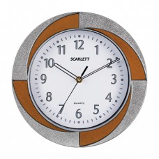 Часы настенные SCARLETT SC-55RA круг, белые, бело-коричневая рамка