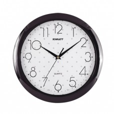 Часы настенные SCARLETT SC-45Q круг, белые с рисунком, черная рамка