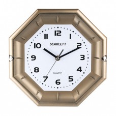 Часы настенные SCARLETT SC-55QZ восьмигранник, белые, золотистая рамка