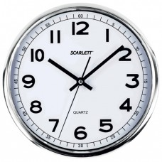 Часы настенные SCARLETT SC-WC1002O круглые, белые, серебристая рамка