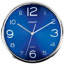 Часы настенные SCARLETT SC-WC1012O круглые, синие, серебристая рамка