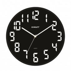 Часы настенные SCARLETT SC-55BL, круглые, черные, черная рамка