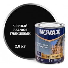 Грунт-эмаль по ржавчине 2,8 кг. Novax, черный, глянцевый