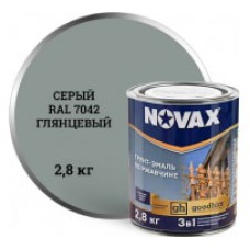 Грунт-эмаль по ржавчине 2,8 кг. Novax, светло-серый 7042, глянцевый