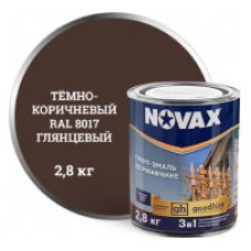 Грунт-эмаль по ржавчине 2,8 кг. Novax, темно-коричневый RAL 8017, глянцевый